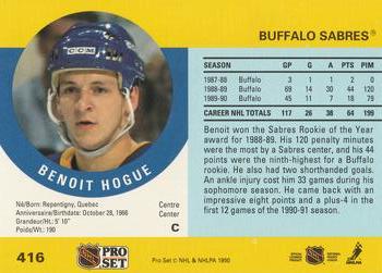 1990-91 Pro Set #416 Benoit Hogue Back