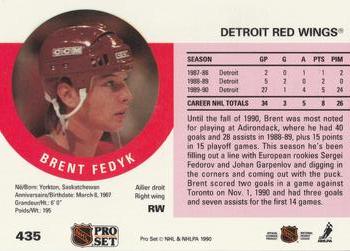 1990-91 Pro Set #435 Brent Fedyk Back