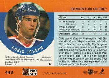 1990-91 Pro Set #443 Chris Joseph Back