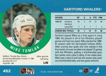 1990-91 Pro Set #452 Mike Tomlak Back