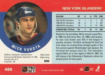 1990-91 Pro Set #488 Mick Vukota Back