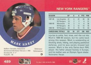 1990-91 Pro Set #489 Mark Hardy Back
