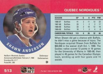 1990-91 Pro Set #513 Shawn Anderson Back