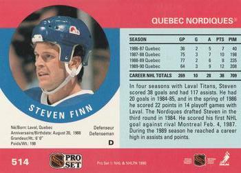 1990-91 Pro Set #514 Steven Finn Back