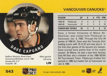 1990-91 Pro Set #543 Dave Capuano Back