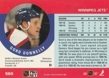 1990-91 Pro Set #560 Gord Donnelly Back