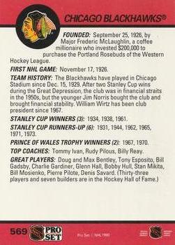 1990-91 Pro Set #569 Chicago Blackhawks Logo Back