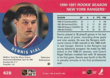 1990-91 Pro Set #628 Dennis Vial Back