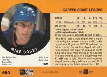 1990-91 Pro Set #650 Mike Bossy Back