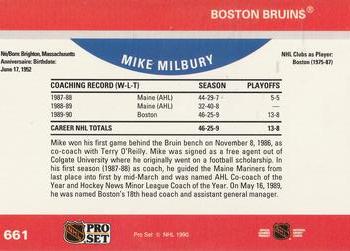 1990-91 Pro Set #661 Mike Milbury Back