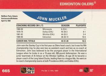 1990-91 Pro Set #665 John Muckler Back