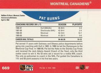 1990-91 Pro Set #669 Pat Burns Back