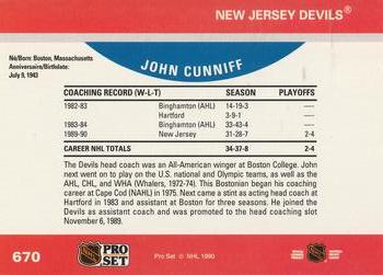 1990-91 Pro Set #670 John Cunniff Back