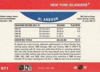 1990-91 Pro Set #671 Al Arbour Back