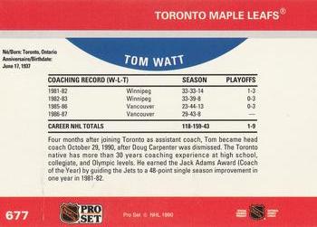 1990-91 Pro Set #677 Tom Watt Back