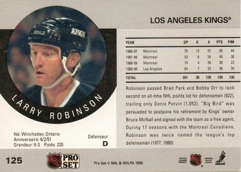 1990-91 Pro Set #125 Larry Robinson Back