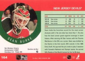 1990-91 Pro Set #164 Sean Burke Back