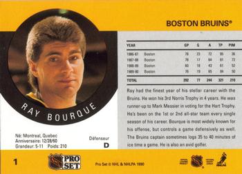 1990-91 Pro Set #1 Ray Bourque Back