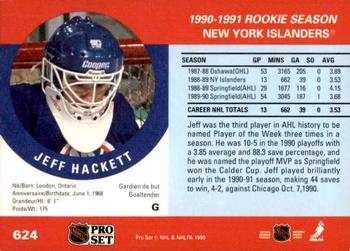 1990-91 Pro Set #624 Jeff Hackett Back