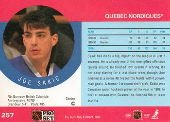 1990-91 Pro Set #257 Joe Sakic Back