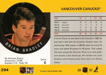 1990-91 Pro Set #294 Brian Bradley Back