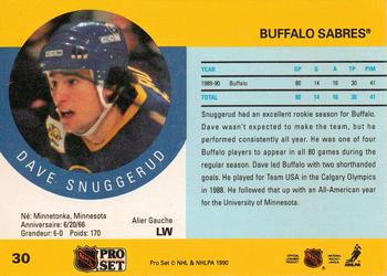 1990-91 Pro Set #30 Dave Snuggerud Back