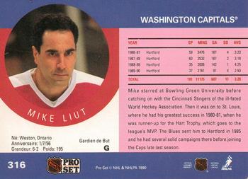 1990-91 Pro Set #316 Mike Liut Back