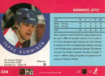 1990-91 Pro Set #334 Teppo Numminen Back