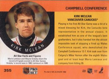 1990-91 Pro Set #355 Kirk McLean Back