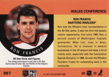 1990-91 Pro Set #367 Ron Francis Back
