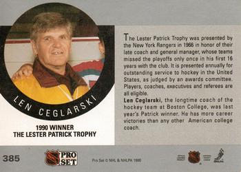1990-91 Pro Set #385 The Lester Patrick Trophy Back