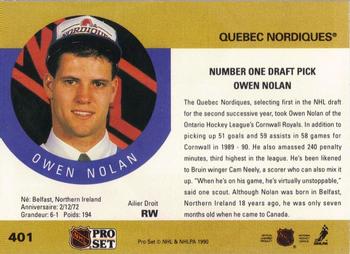 1990-91 Pro Set #401 Owen Nolan Back