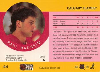 1990-91 Pro Set #44 Paul Ranheim Back