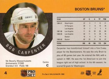 1990-91 Pro Set #4 Bob Carpenter Back