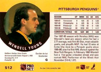 1990-91 Pro Set #512 Wendell Young Back