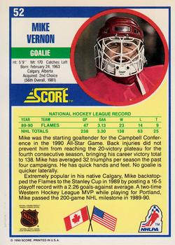 1990-91 Score American #52 Mike Vernon Back