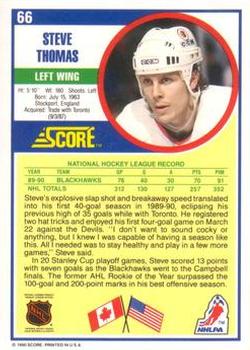 1990-91 Score American #66 Steve Thomas Back