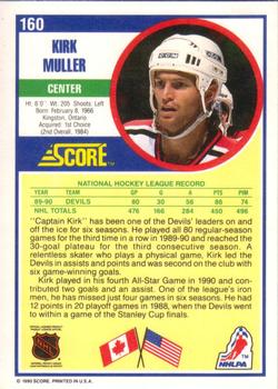 1990-91 Score American #160 Kirk Muller Back