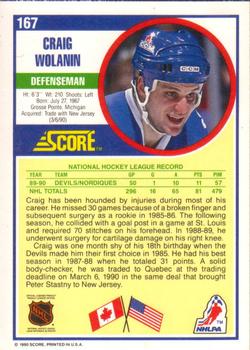 1990-91 Score American #167 Craig Wolanin Back