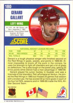 1990-91 Score American #180 Gerard Gallant Back