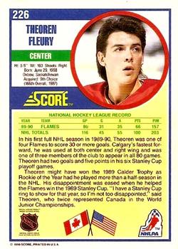 1990-91 Score American #226 Theoren Fleury Back