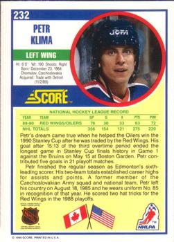 1990-91 Score American #232 Petr Klima Back