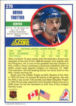 1990-91 Score American #270 Bryan Trottier Back