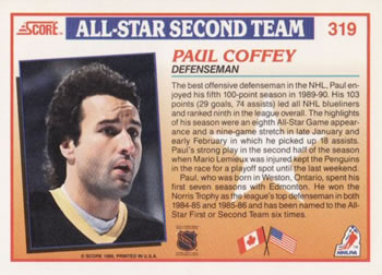 1990-91 Score American #319 Paul Coffey Back