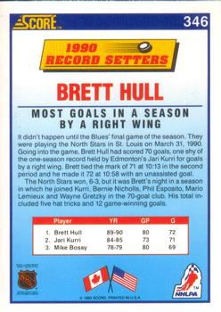 1990-91 Score American #346 Brett Hull Back