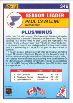 1990-91 Score American #349 Paul Cavallini Back