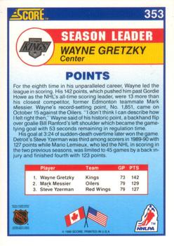 1990-91 Score American #353 Wayne Gretzky Back