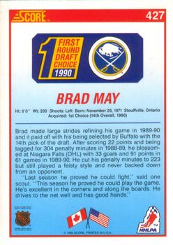 1990-91 Score American #427 Brad May Back