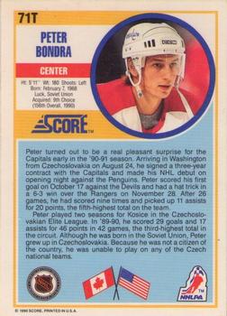 1990-91 Score Rookie and Traded #71T Peter Bondra Back