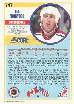1990-91 Score Rookie and Traded #74T Lee Norwood Back